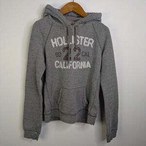 Y2K Hollister Sweatshirt Hoodie M/L Spellout Grey